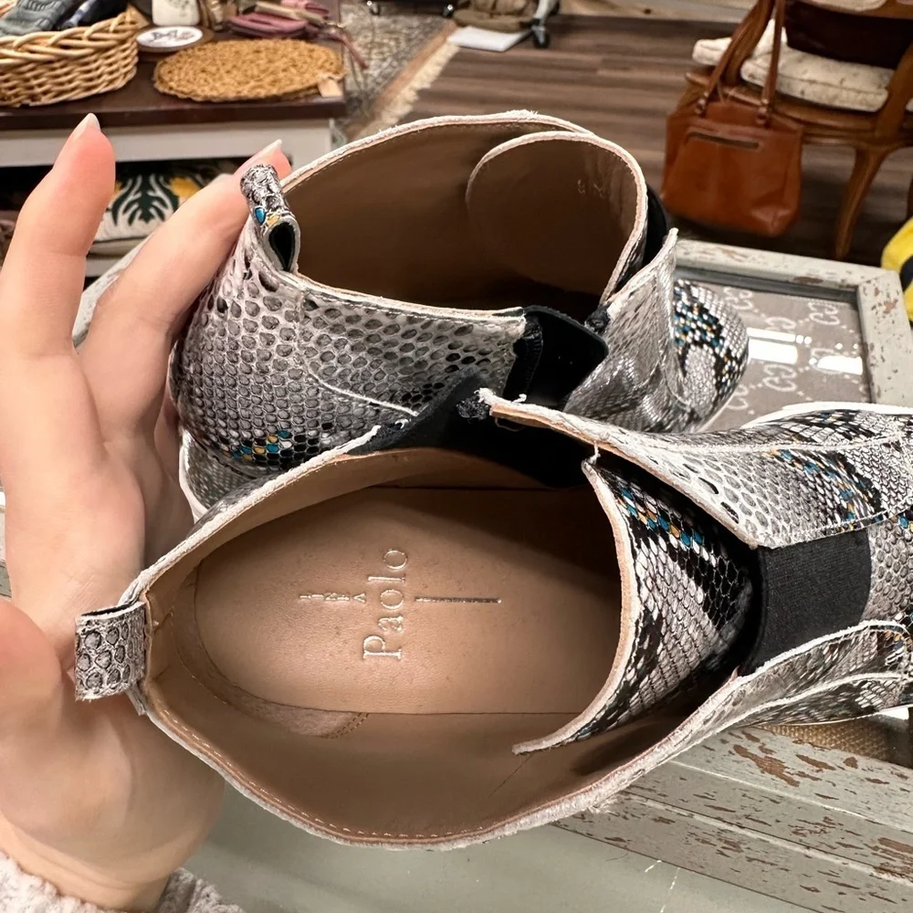Linea Paolo Felicia III leather snake-embossed wedge sneakers